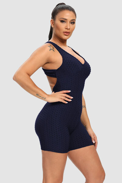 BEAUTIFUL I AM Crisscross Wide Strap Active Wear Romper