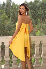 BEAUTIFUL I AM Strapless Slit Layered Dress