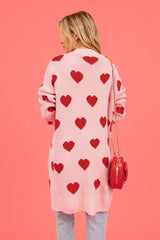 BEAUTIFUL I AM Heart Graphic Open Front Cardigan with Pockets