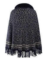 BEAUTIFUL I AM Leopard Fringe Hem Poncho