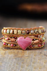 BEAUTIFUL I AM Handmade Heart Shape Triple Layer Beaded Bracelet Jewelry