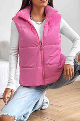 BEAUTIFUL I AM Zip Up Collared Jacket Vest