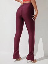 BEAUTIFUL I AM High Waist Slit Skinny Pants