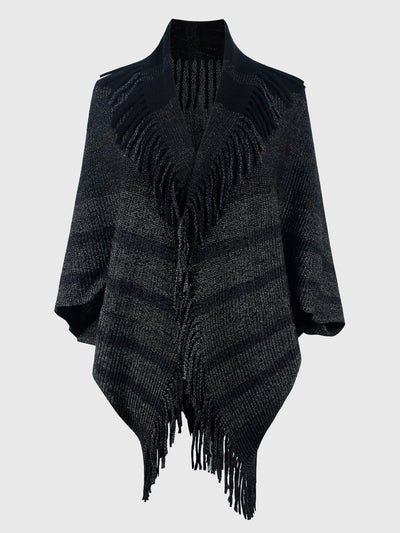 BEAUTIFUL I AM Fringe Detail Open Front Poncho