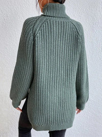 BEAUTIFUL I AM Full Size Turtleneck Rib-Knit Slit Sweater