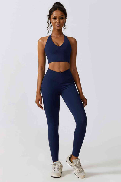 BEAUTIFUL I AM Crisscross Sports Bra and Leggings Active Wear Set