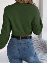 BEAUTIFUL I AM Cable-Knit Round Neck Cropped Sweater