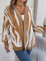 BEAUTIFUL I AM Open Front Animal Print Cardigan