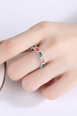 BEAUTIFUL I AM Multicolored Cubic Zirconia Jewelry 925 Sterling Silver Ring