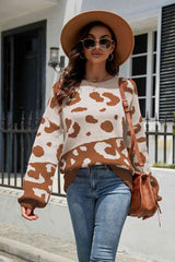 BEAUTIFUL I AM Leopard Drop Shoulder Sweater