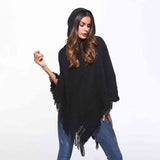 BEAUTIFUL I AM Openwork Fringe Hem Hooded Poncho