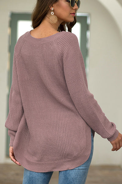 BEAUTIFUL I AM Round Neck Ribbed Knit Top Shirt