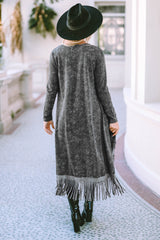 BEAUTIFUL I AM Fringe Detail Long Sleeve Cardigan