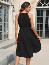 BEAUTIFUL I AM Tied Round Neck Sleeveless Dress