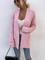 BEAUTIFUL I AM Cable-Knit Open Front Cardigan with Pockets