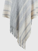 BEAUTIFUL I AM Striped Fringe Hem Hooded Poncho