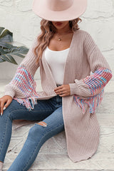 BEAUTIFUL I AM Fringe Sleeve Dropped Shoulder Cardigan