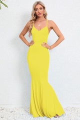 BEAUTIFUL I AM Crisscross Spaghetti Strap Fishtail Dress