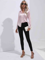 BEAUTIFUL I AM Collared Neck Buttoned Long Sleeve Shirt