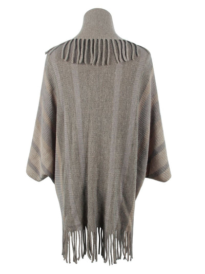 BEAUTIFUL I AM Fringe Detail Open Front Poncho