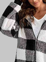 BEAUTIFUL I AM Plaid Zip-Up Hooded Jacket with Pockets