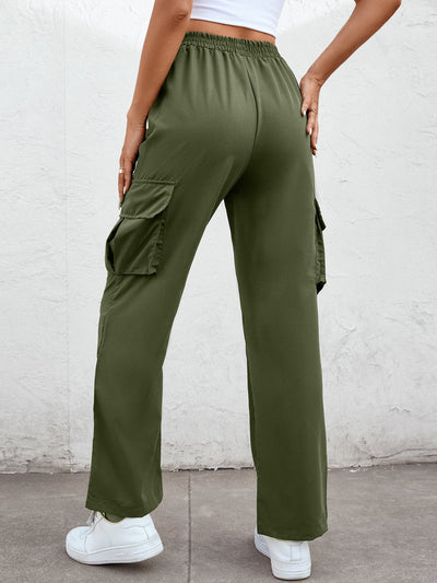 BEAUTIFUL I AM Elastic Waist Straight Leg Cargo Pants