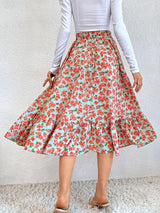 BEAUTIFUL I AM Printed Ruffle Hem Midi Skirt Dress