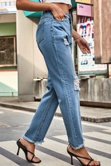 BEAUTIFUL I AM Distresssed Buttoned Loose Fit Jeans