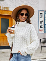 BEAUTIFUL I AM Turtle Neck Cable-Knit Sweater