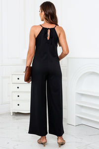 BEAUTIFUL I AM Scoop Neck Wide Leg Pants Jumpsuit with Pockets