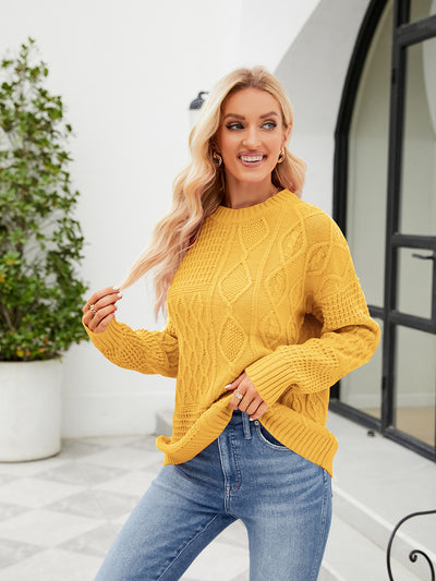 BEAUTIFUL I AM Round Neck Dropped Shoulder Sweater