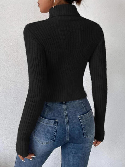 BEAUTIFUL I AM Ribbed Turtleneck Long Sleeve Sweater