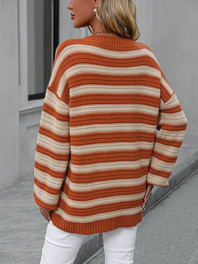 BEAUTIFUL I AM Striped Dropped Shoulder Sweater