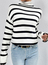 BEAUTIFUL I AM Striped Turtleneck Long Sleeve Sweater