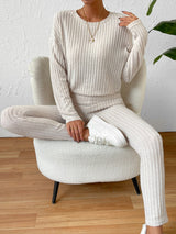 BEAUTIFUL I AM Ribbed Top Lounge Pants Set