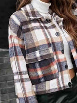 BEAUTIFUL I AM Plaid Collared Neck Button Down Jacket