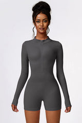 BEAUTIFUL I AM Half Zip Long Sleeve Active Wear Romper