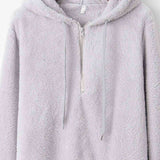 BEAUTIFUL I AM Quarter-Zip Drawstring Teddy Hoodie