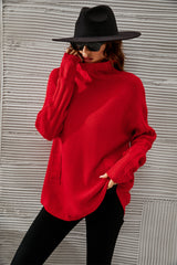 BEAUTIFUL I AM Mock Neck Dropped Shoulder Sweater