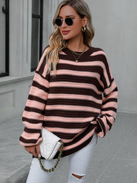 BEAUTIFUL I AM Striped Dropped Shoulder Sweater