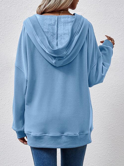 BEAUTIFUL I AM V-Neck Drop Shoulder Long Sleeve Hoodie