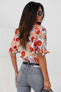 BEAUTIFUL I AM Floral Collared Neck Button Down Shirt