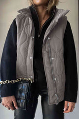 BEAUTIFUL I AM Collared Neck Vest Jacket with Pockets