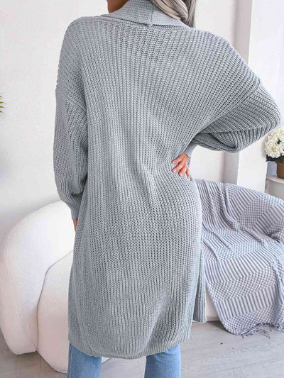 BEAUTIFUL I AM Open Front Dropped Shoulder Longline Cardigan