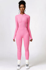 BEAUTIFUL I AM Half Zip Long Sleeve Active Wear Jumpsuit