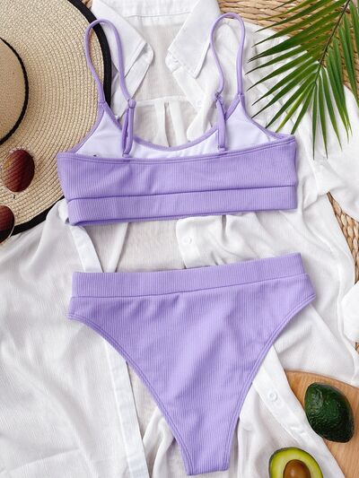 BEAUTIFUL I AM Scoop Neck Spaghetti Strap Two-Piece Swim Set