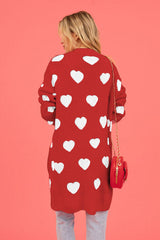 BEAUTIFUL I AM Heart Graphic Open Front Cardigan with Pockets