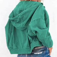 BEAUTIFUL I AM Hooded Dropped Shoulder Denim Jacket