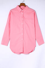 BEAUTIFUL I AM Buttoned Lapel Collar Dropped Shoulder Long Shirt