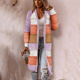 BEAUTIFUL I AM Color Block Open Front Openwork Cardigan